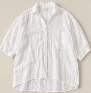 Magaschoni 100% Linen White Oversized Button Down Shirt Top S